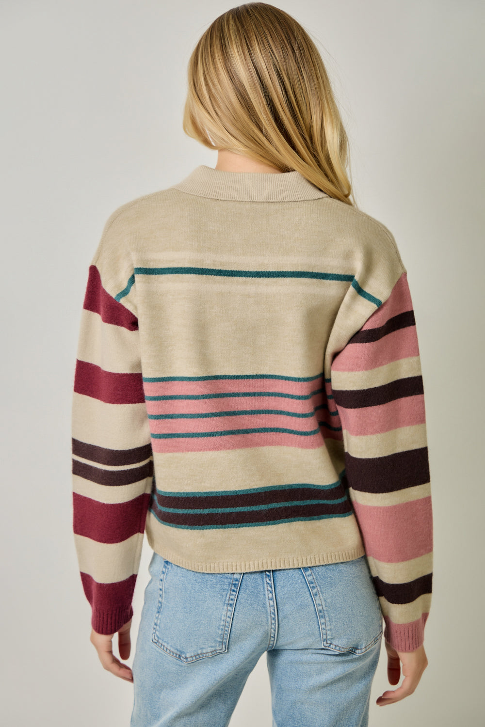 Victoria Multistripe Polo Sweater