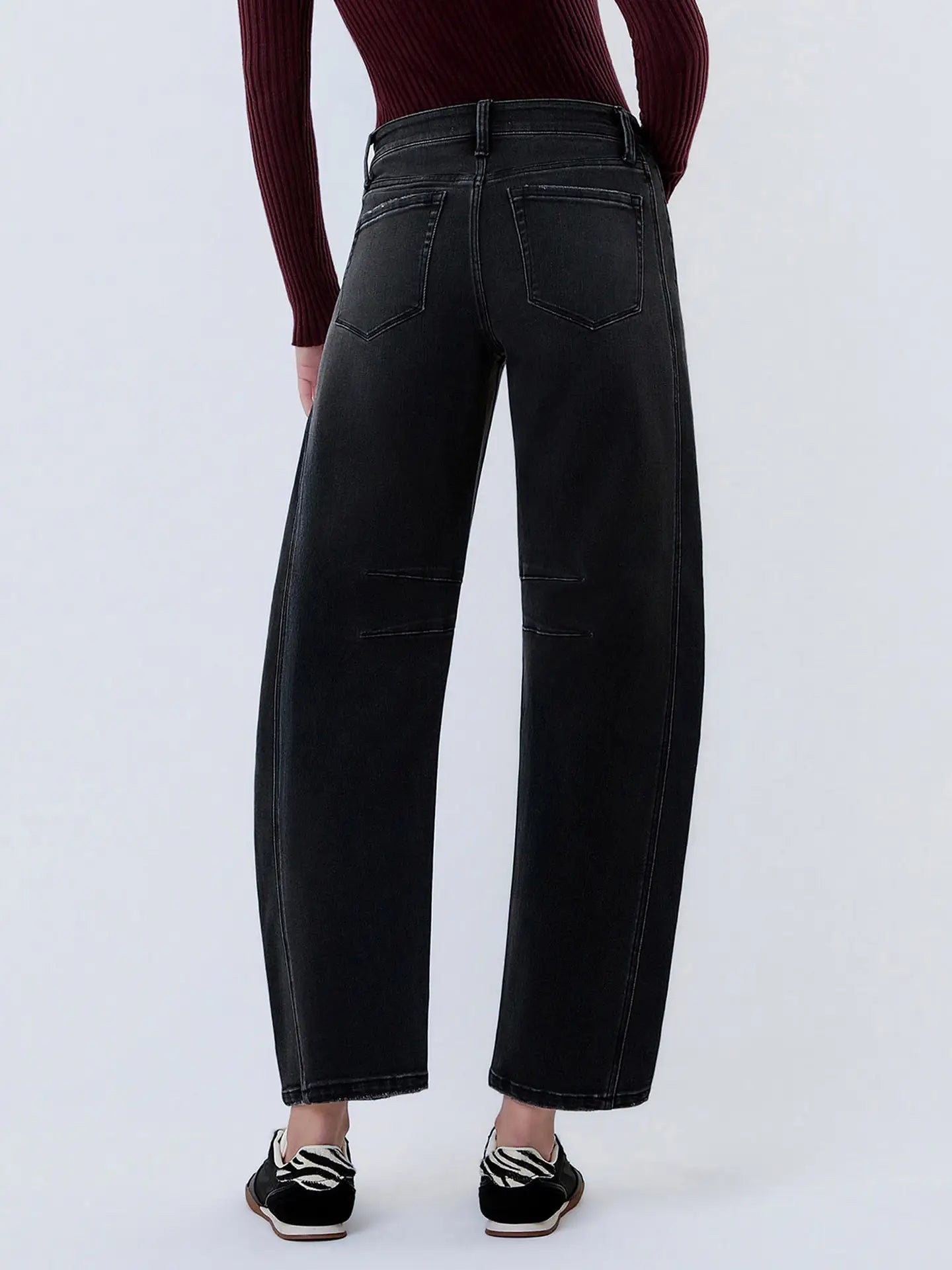 Vervet High Rise Barrel Leg Jeans | Black