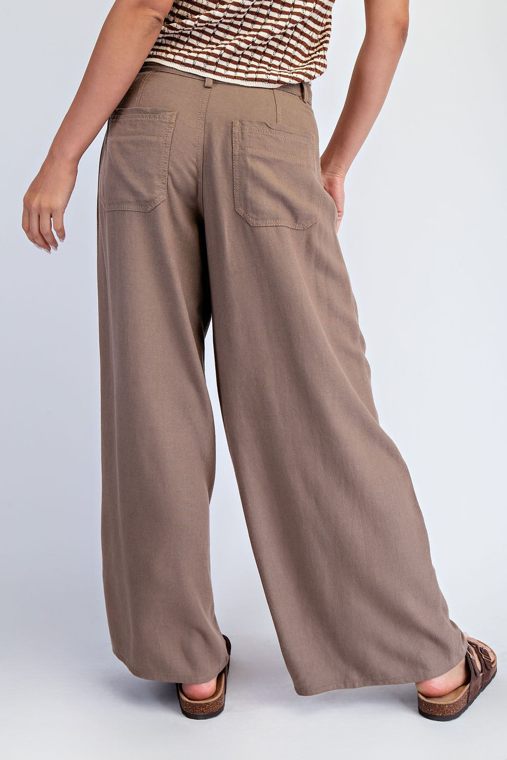 Valerie Wide Leg Pleated Pants | Brown