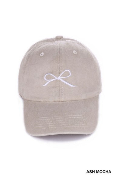 Bow Embroidery Hat | Ash Mocha