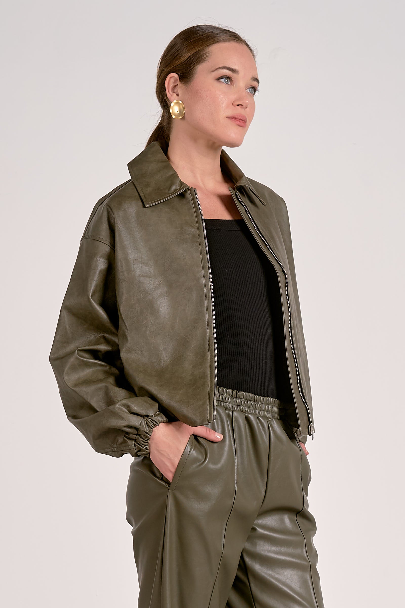 Anya Leather Bomber Jacket
