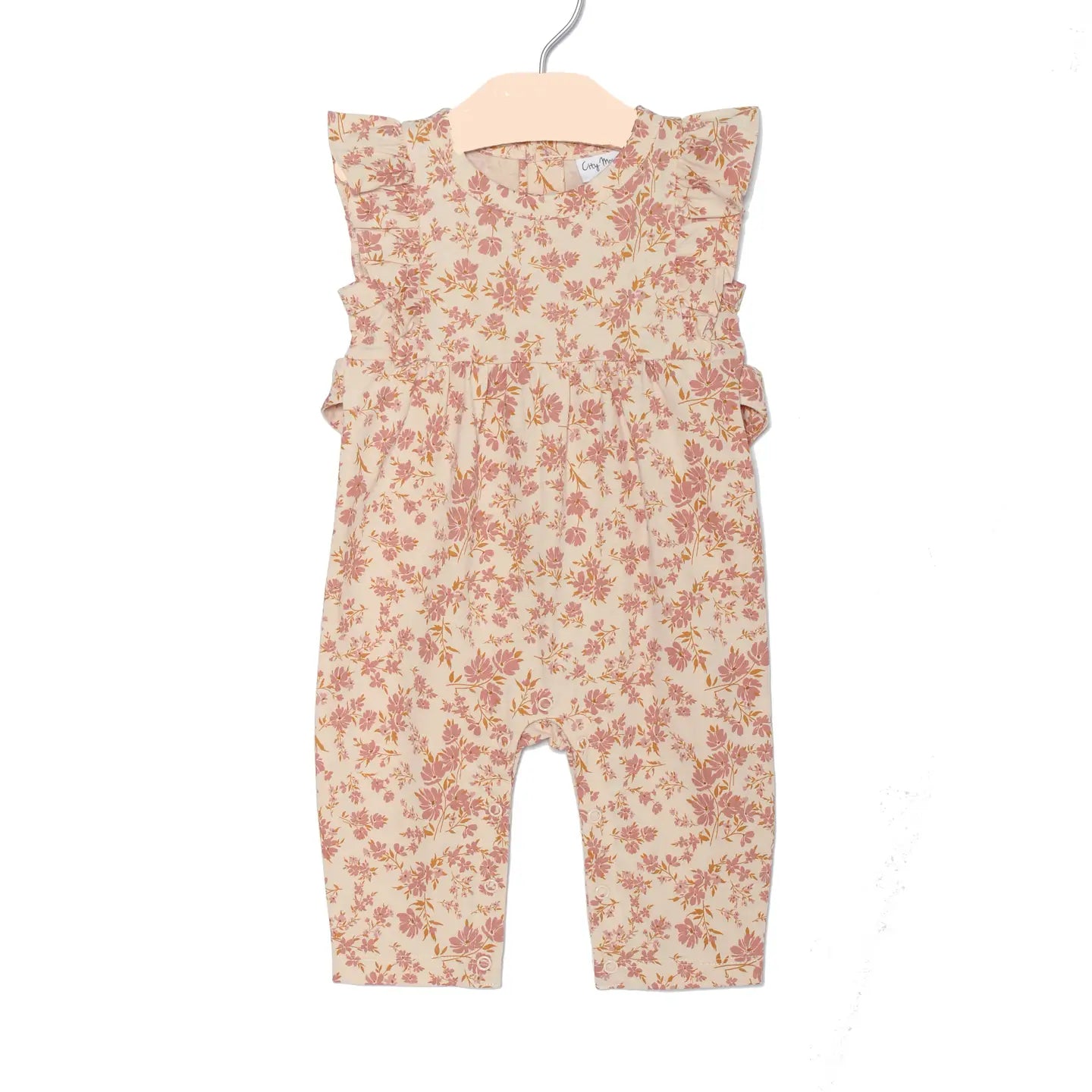 Baby Flutter Long Romper | Blush Floral