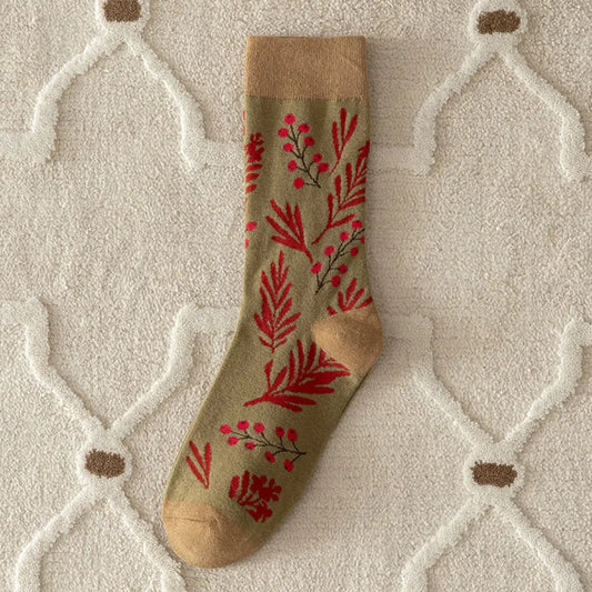 Vintage Pattern Women's Socks | Khaki