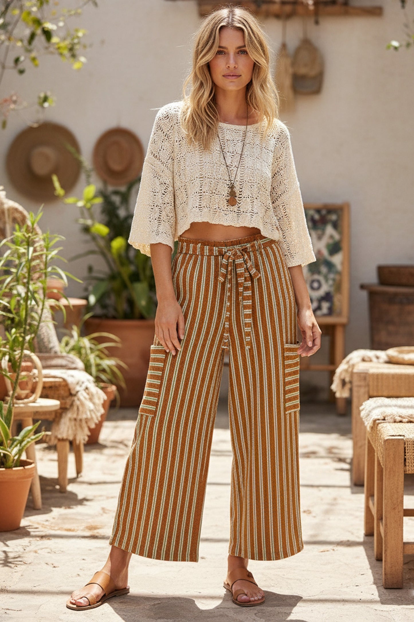 Neveah Striped Wide Leg Pants