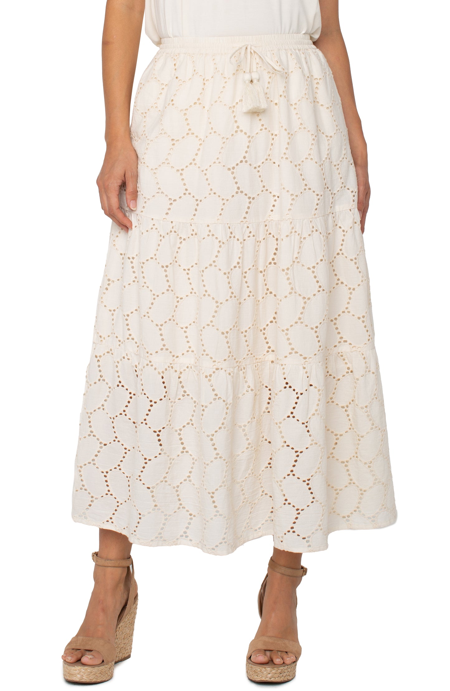Liverpool Tiered Woven Maxi Skirt