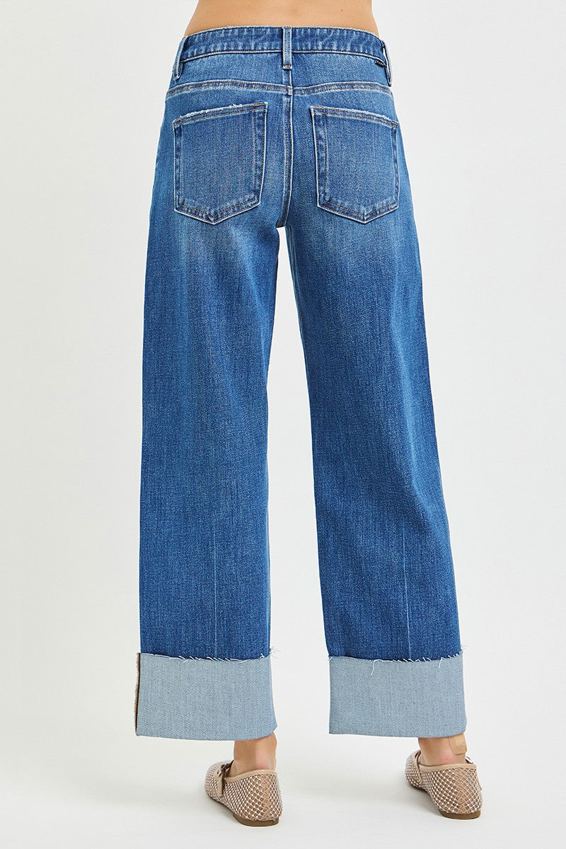 Risen Mid Rise Cropped Straight With Cuffed Hem | Medium