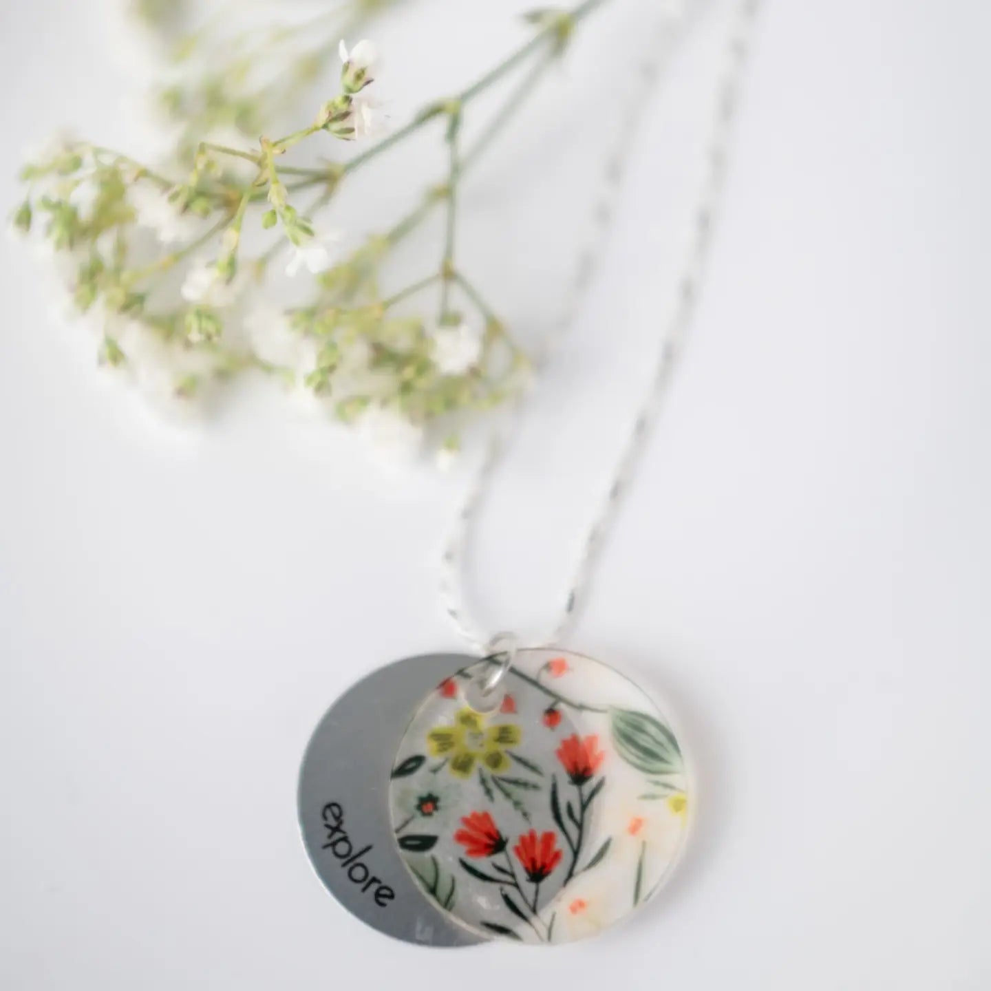 Sweet Meadow Eclipse Charm Necklace - Silver