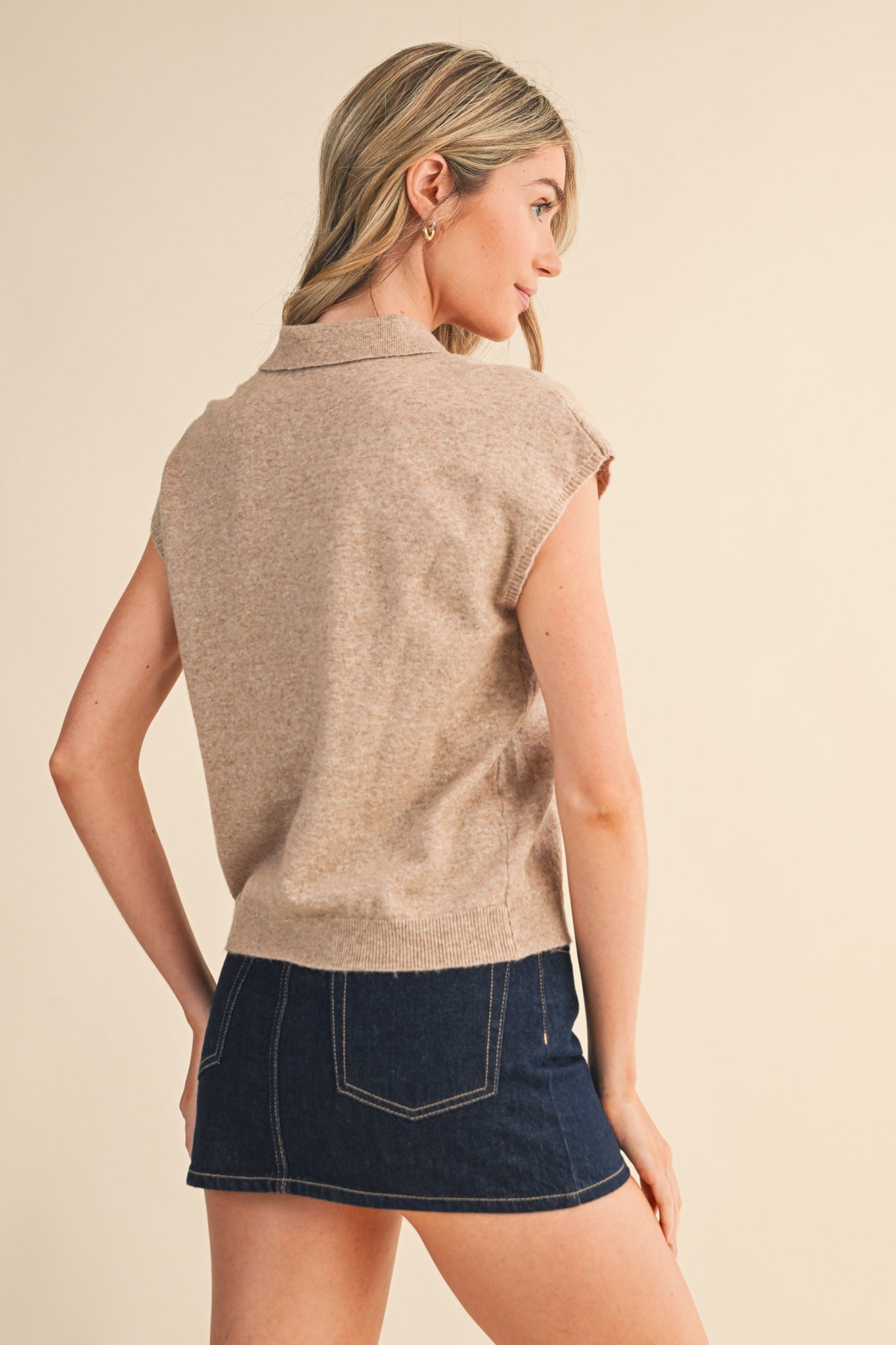 Sutton Cap Sleeve Collared Sweater Vest