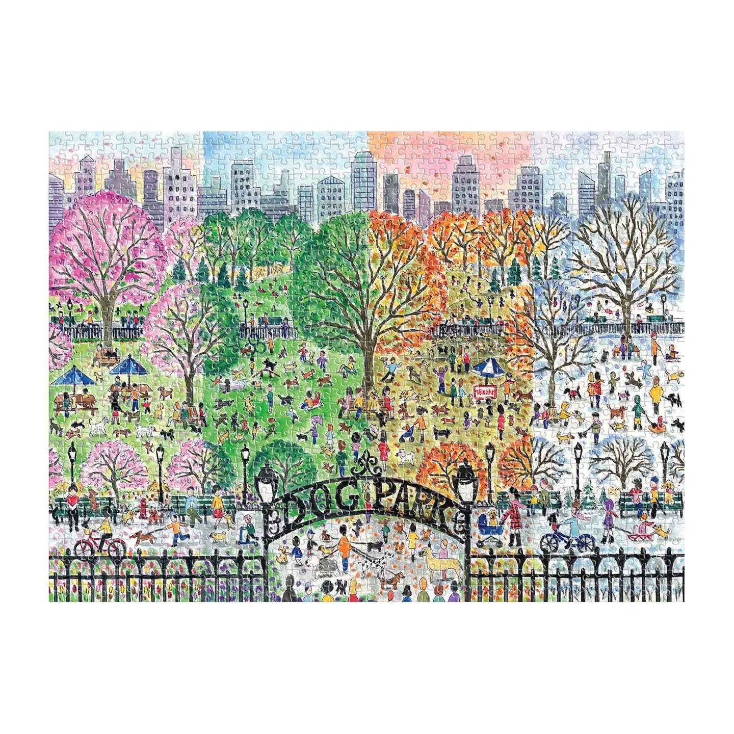 Michael Storrings Dog Park in Four Seasons 1000 Piece Puzzle