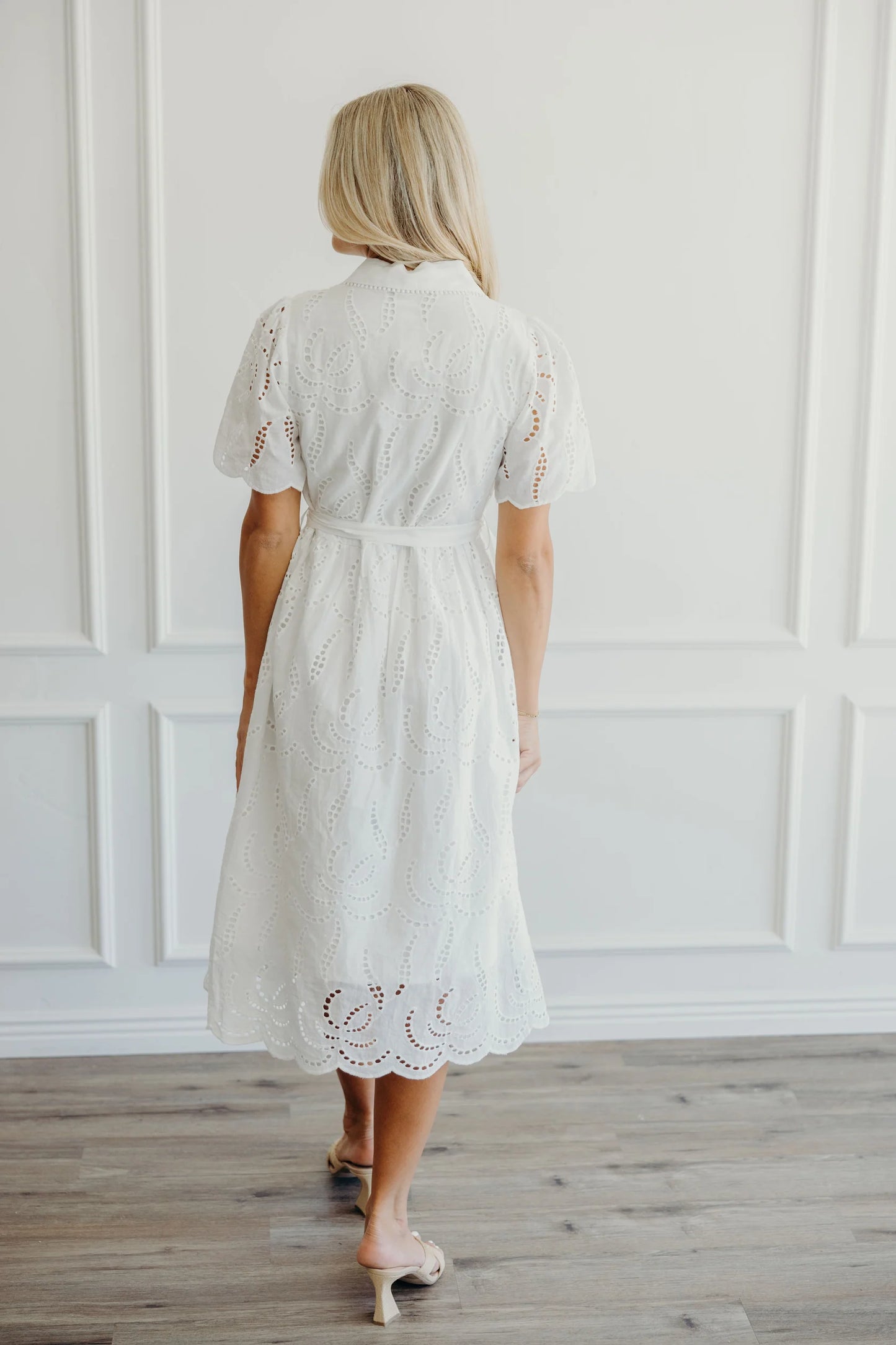 Adriana White Eyelet Midi Dress