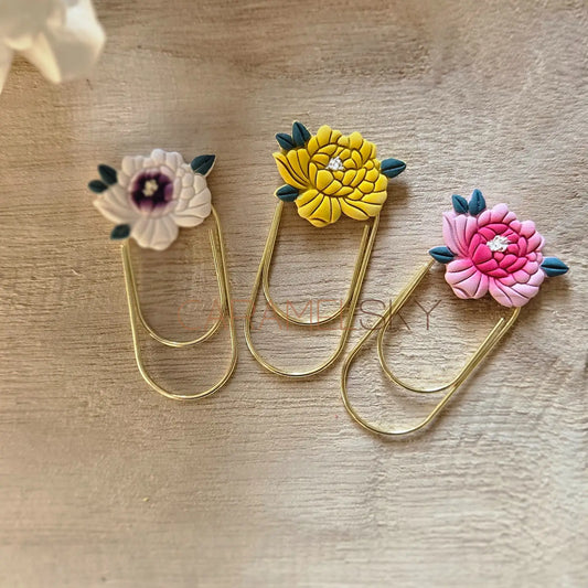 Handmade Peony Flower Paperclip Bookmark