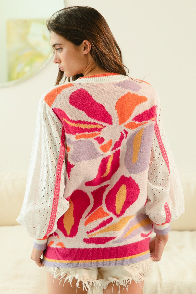 Karrie Sweater with Eyelet Sleeves