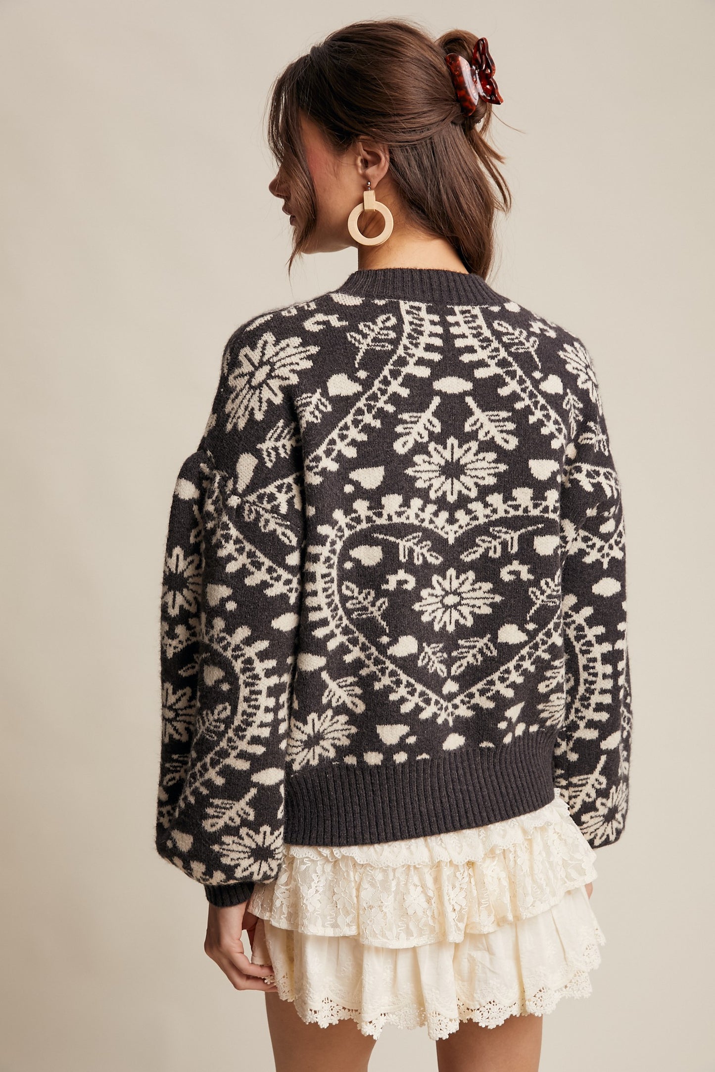 Ezra Heart Jacquard Knit Sweater