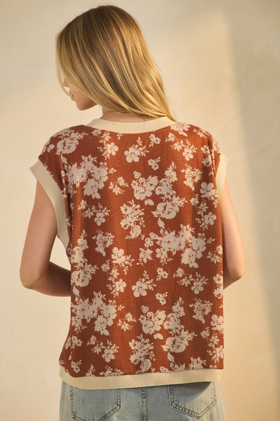 Lizzie Floral Printed Top | Terra Cotta