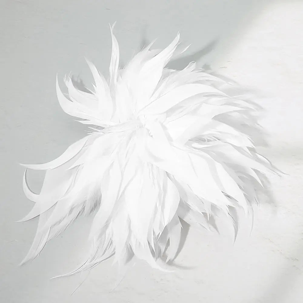 Oversized Feather Flower Hair Clip Pin Brooch | White
