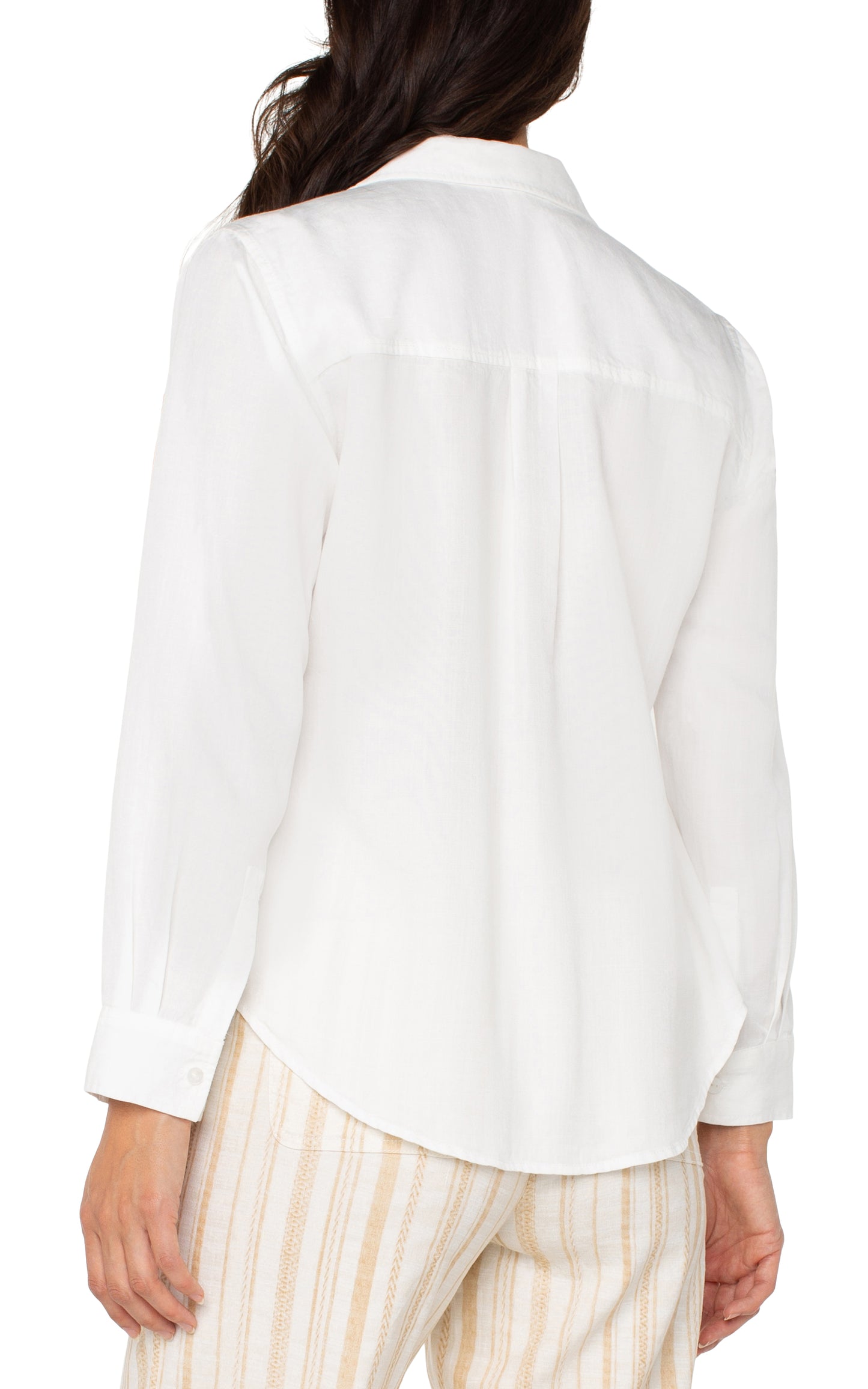 Liverpool Long Rolled Sleeve Woven Shirt | White