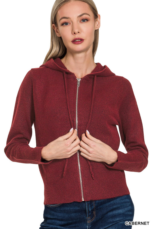 Rachel Zip Up Hoodie | Carbernet