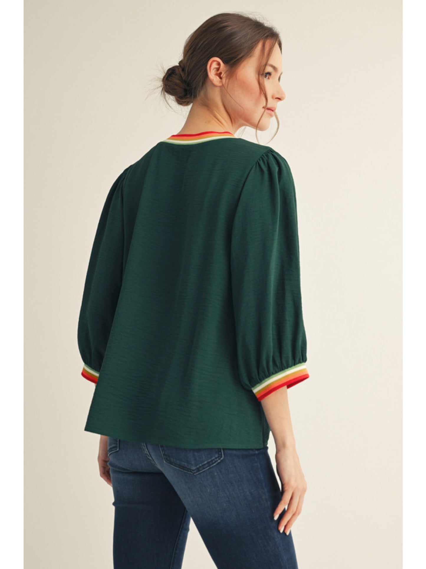Kiera Striped Ribbing Top | Green
