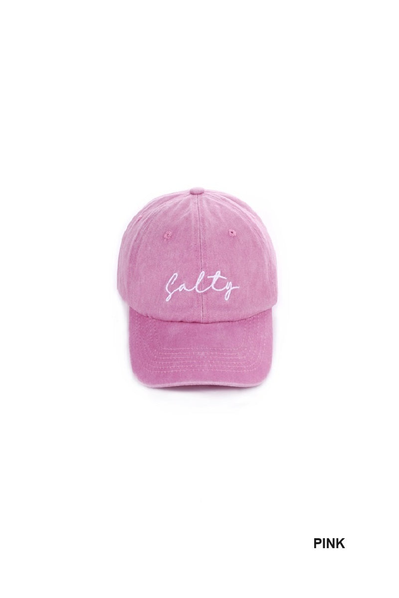 Salty Embroidered Vintage Washed Baseball Hat | Pink