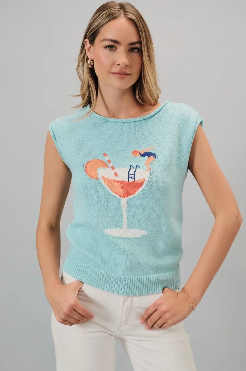 Adrianna Summer Cocktail Graphic Sweater