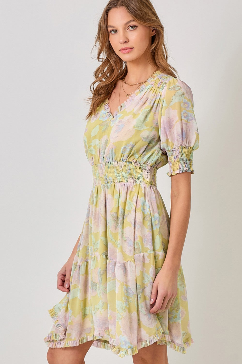 Alisa Ruffle Watercolor Dress
