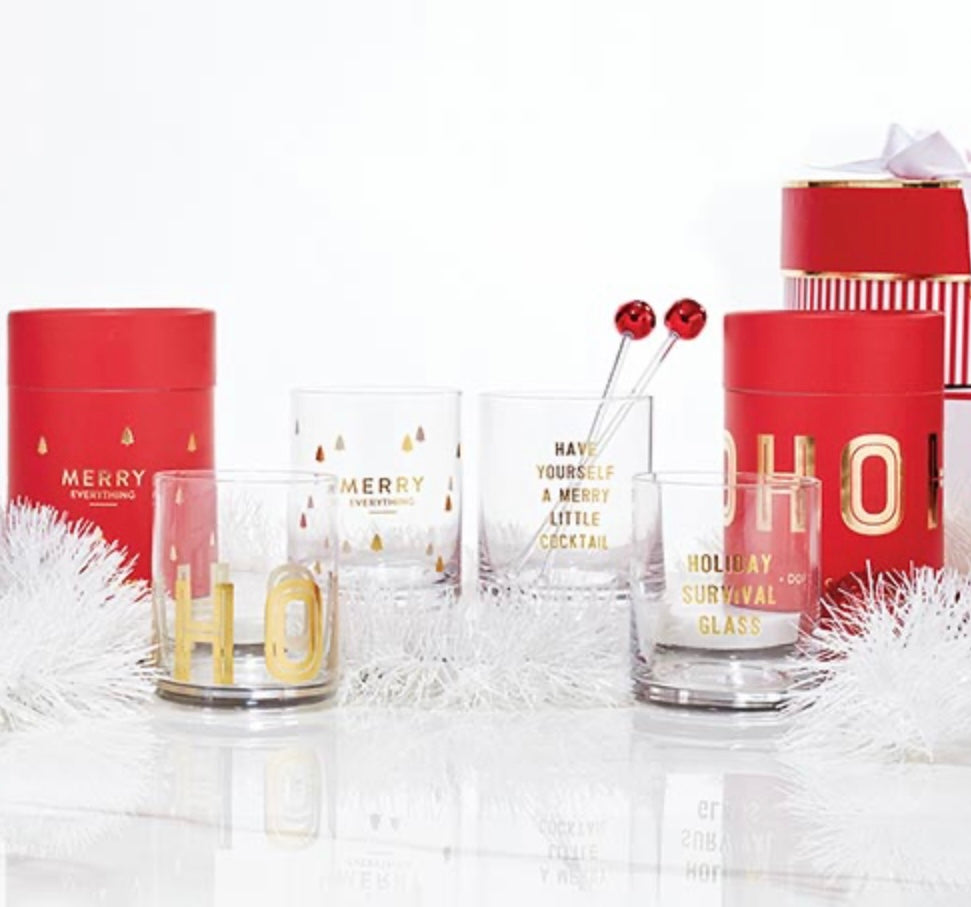 Merry Everything Rock Glass With Gift Box