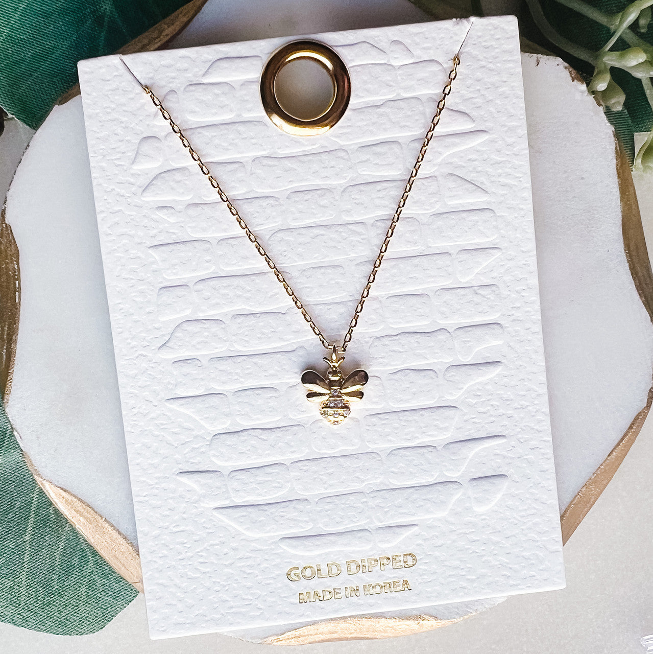 Gold-Dipped Bee Necklace