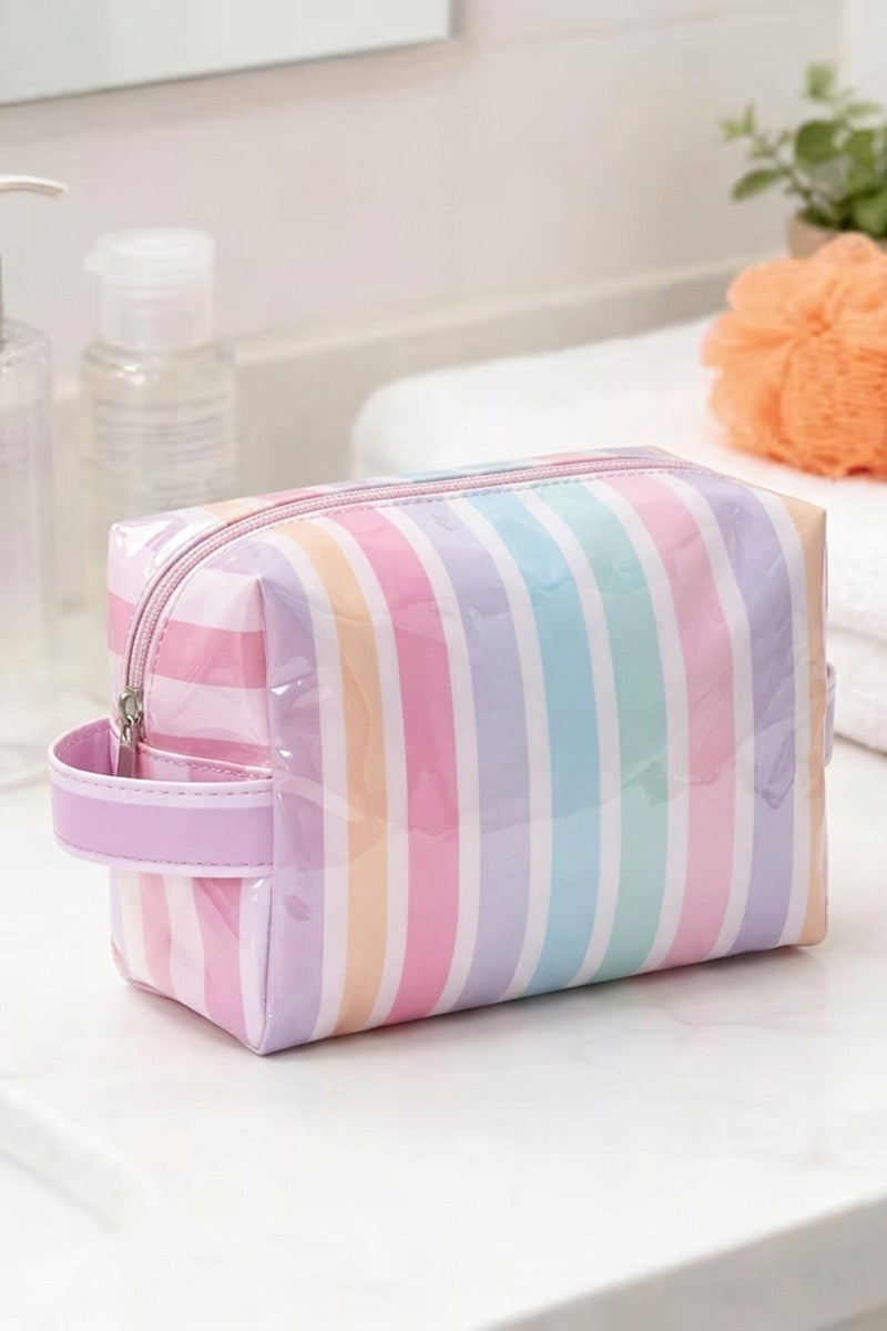 Striped Cosmetic Bag | Rainbow