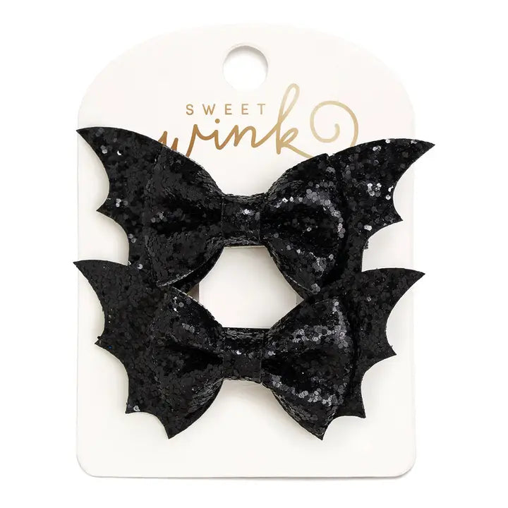 Glitter Bat Bow Clip Set