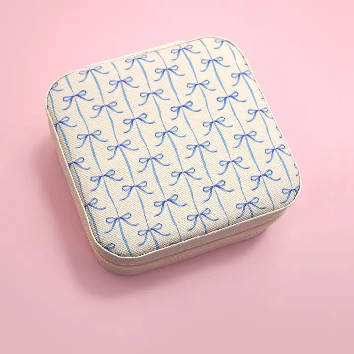 Jewelry Organizer Travel Box Case | Blue Bow