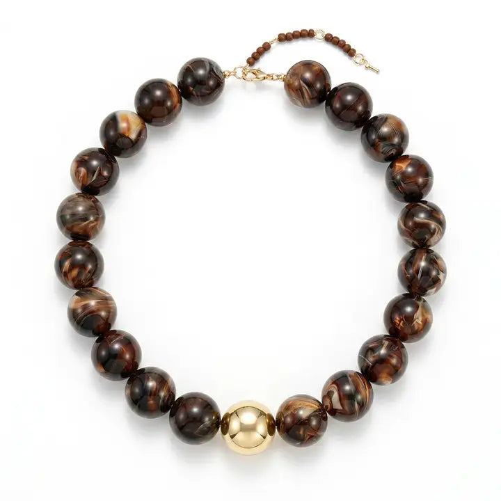 Dopamine Acrylic Beaded Pendant Necklace | Brown