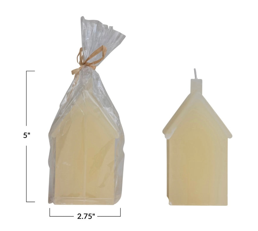 Cream Unscented House Shaped Candle