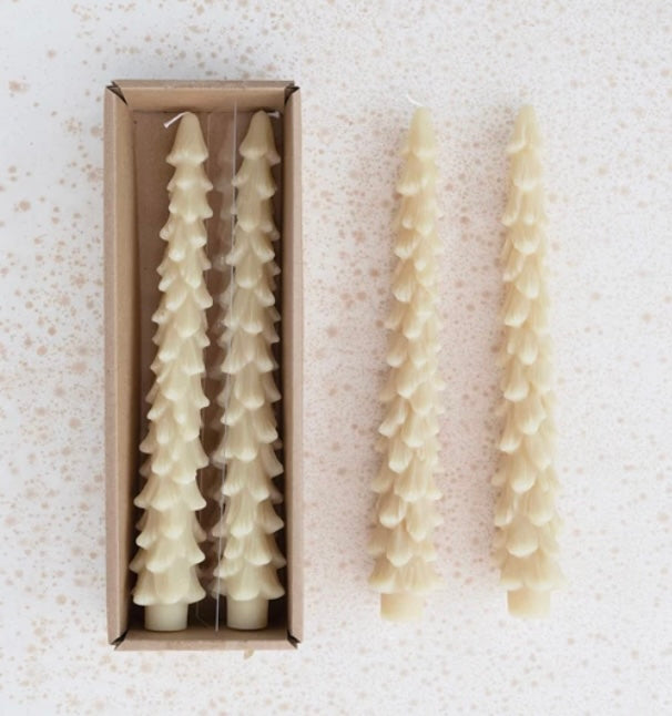 Cream Unscented Tree Shaped Taper Candles