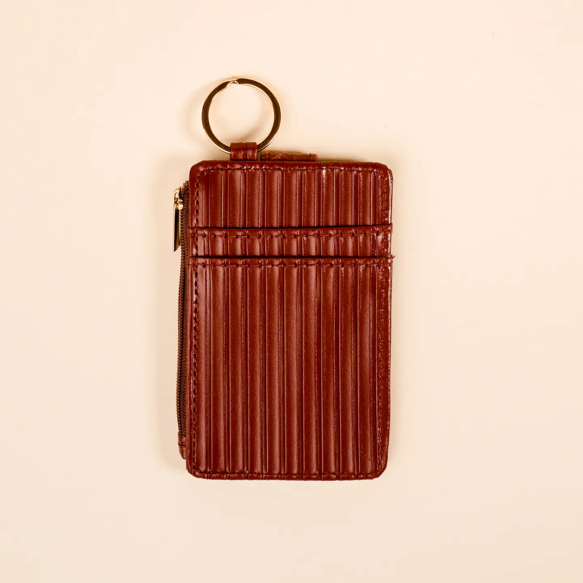 Ripple Ridge Keychain Wallet | Cognac