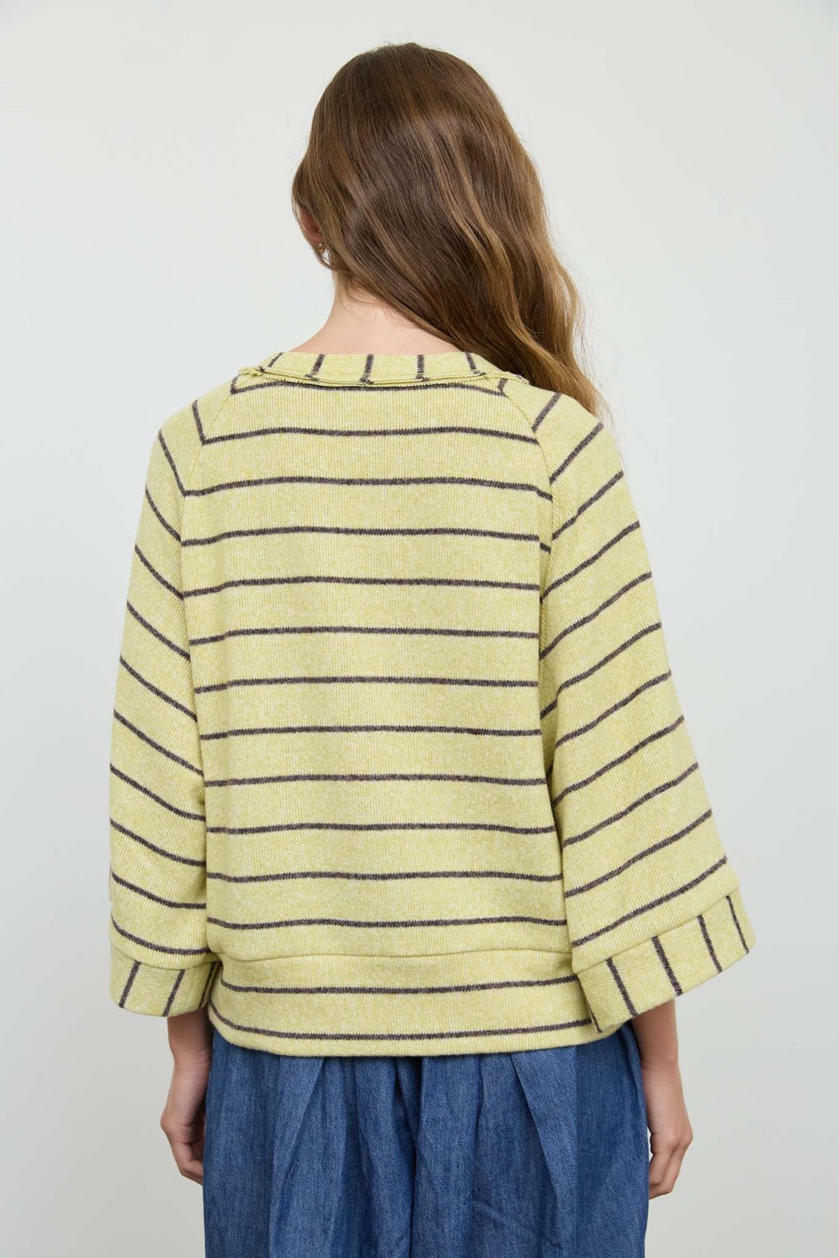 Luna Stripe Henley Sweater | Lime