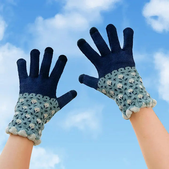 Pattern Knit Touchscreen Gloves | Blue
