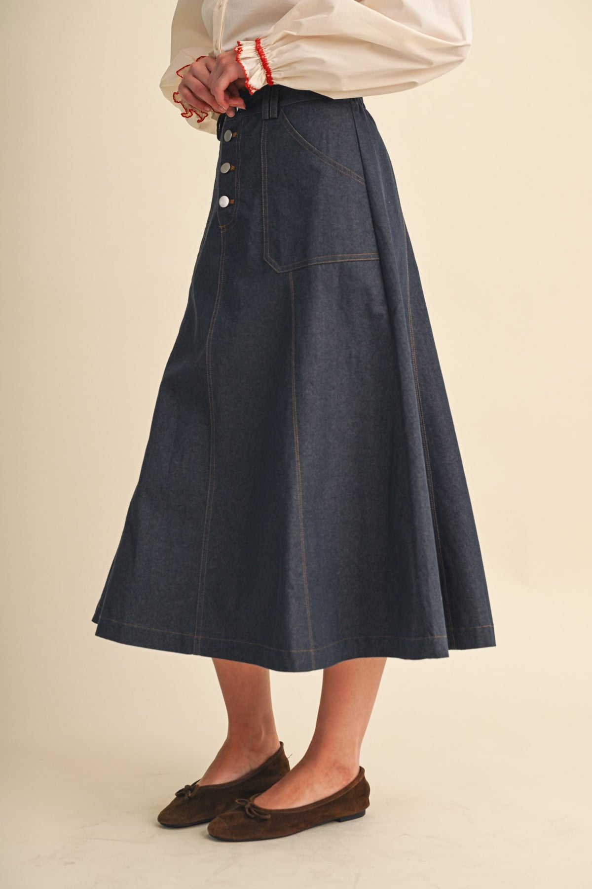 Tracey Denim Midi Skirt