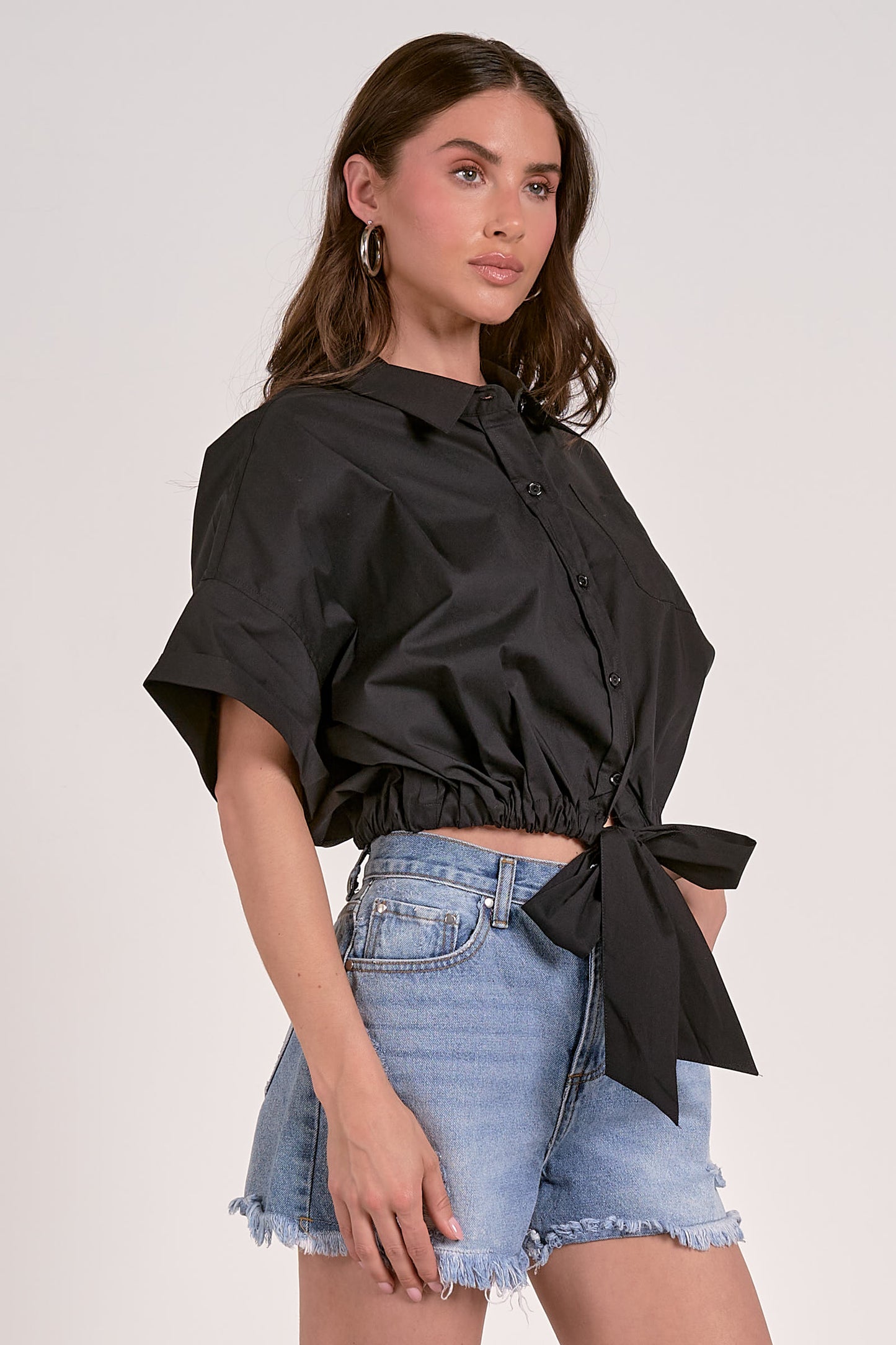 Greta Button Down Tie Top