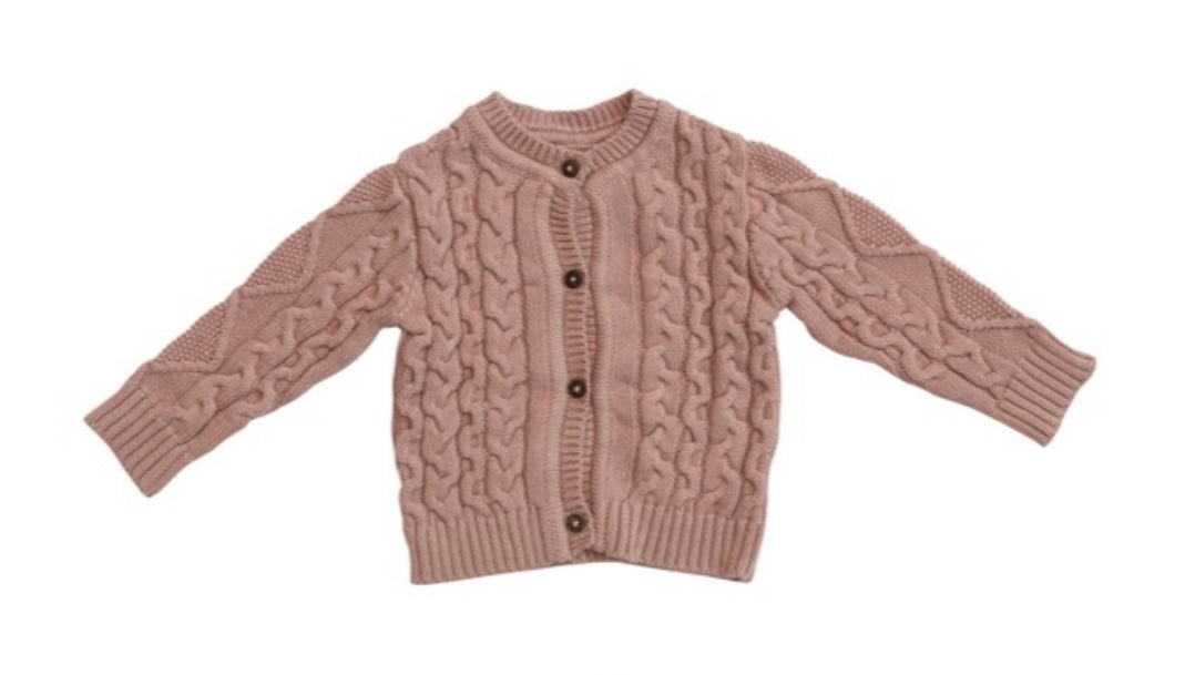Cotton Knit Baby Cardigan W/ Wood Buttons