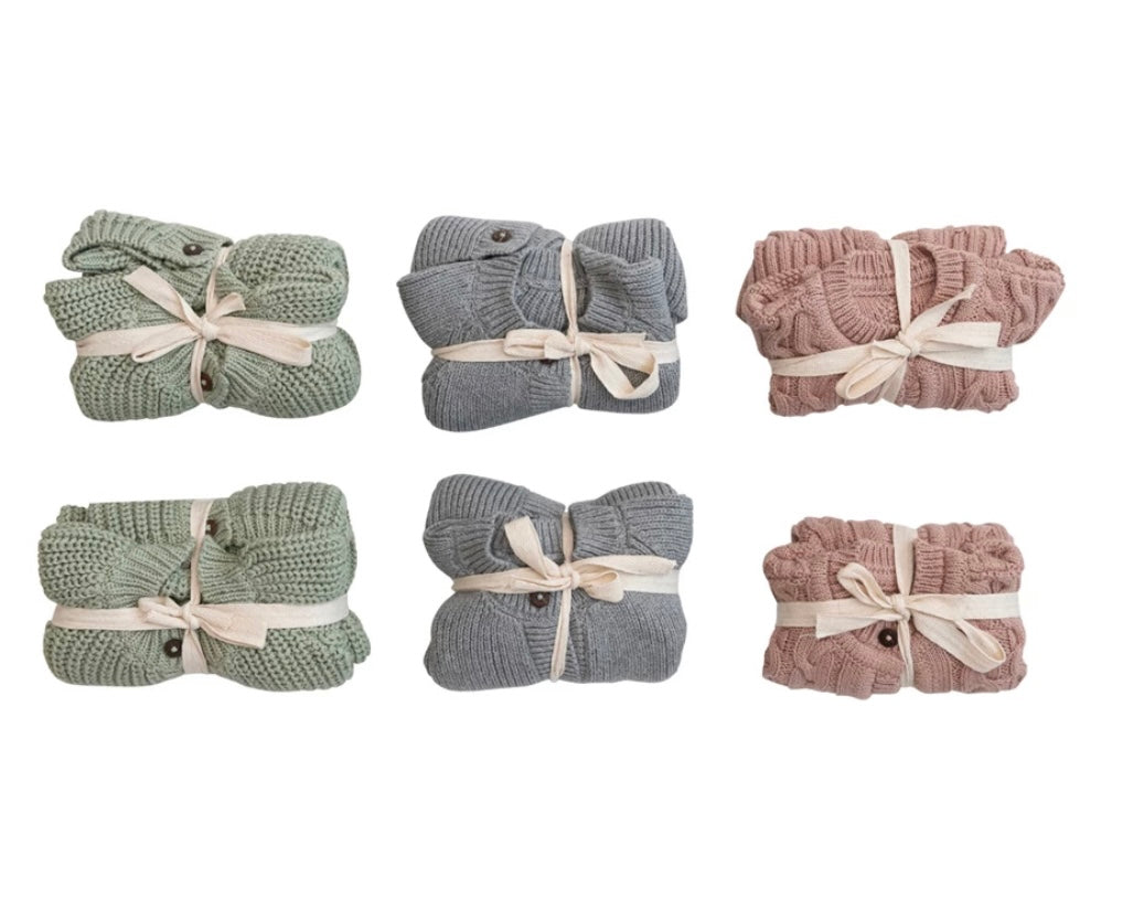 Cotton Knit Baby Cardigan W/ Wood Buttons