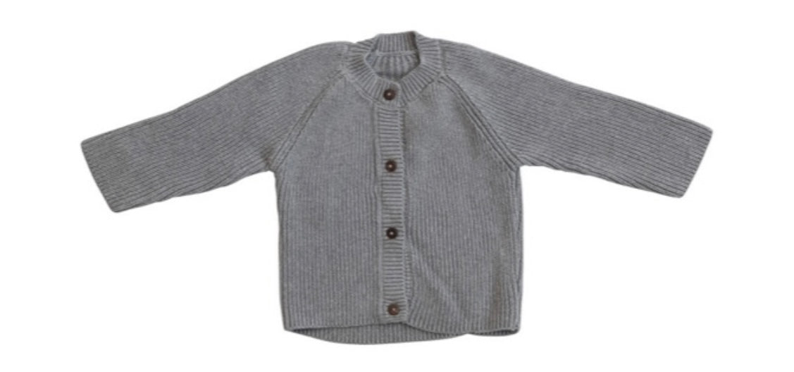 Cotton Knit Baby Cardigan W/ Wood Buttons
