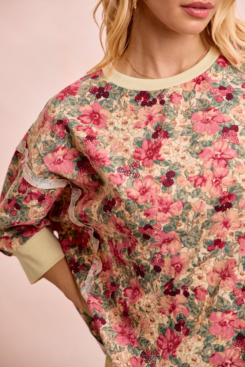Lizzie Floral Printed Corduroy Top