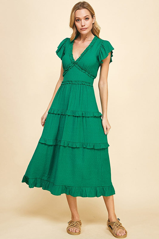 Addie Ruffle Dress | Green 