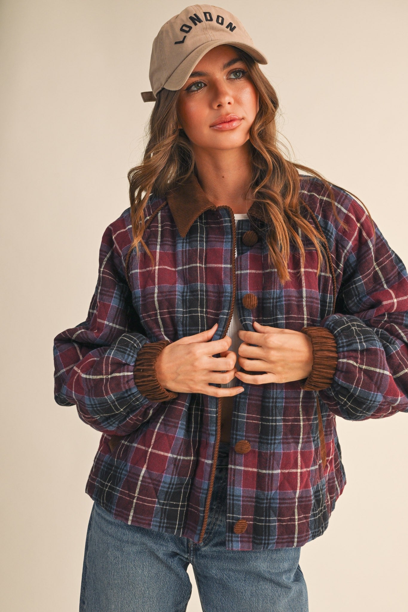 Demi Mulberry Plaid Jacket