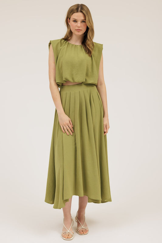 Ally Balloon Crop Top | Light Green