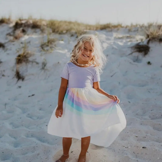 Kids Lavender Pastel Rainbow Hi Lo Dress
