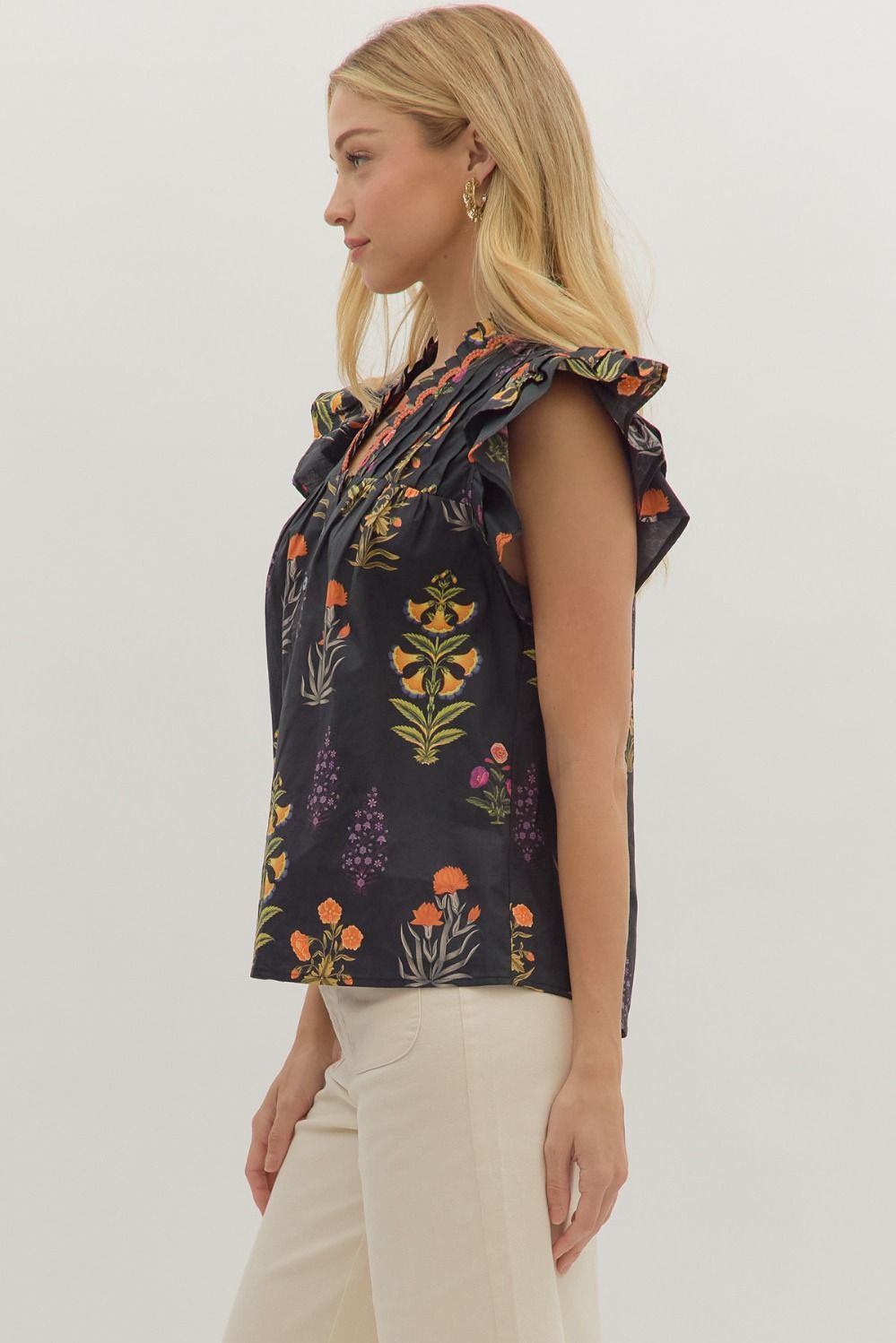 Trisha Botanical Print Top