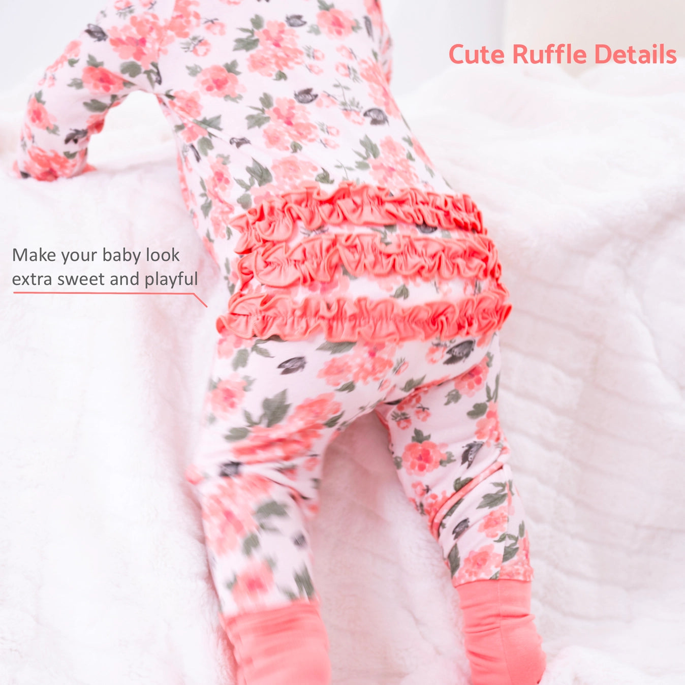 Peony Floral Ruffle Baby Bamboo Pajamas