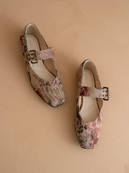 Soho Mauve Tapestry Ballet Flat with Buckle