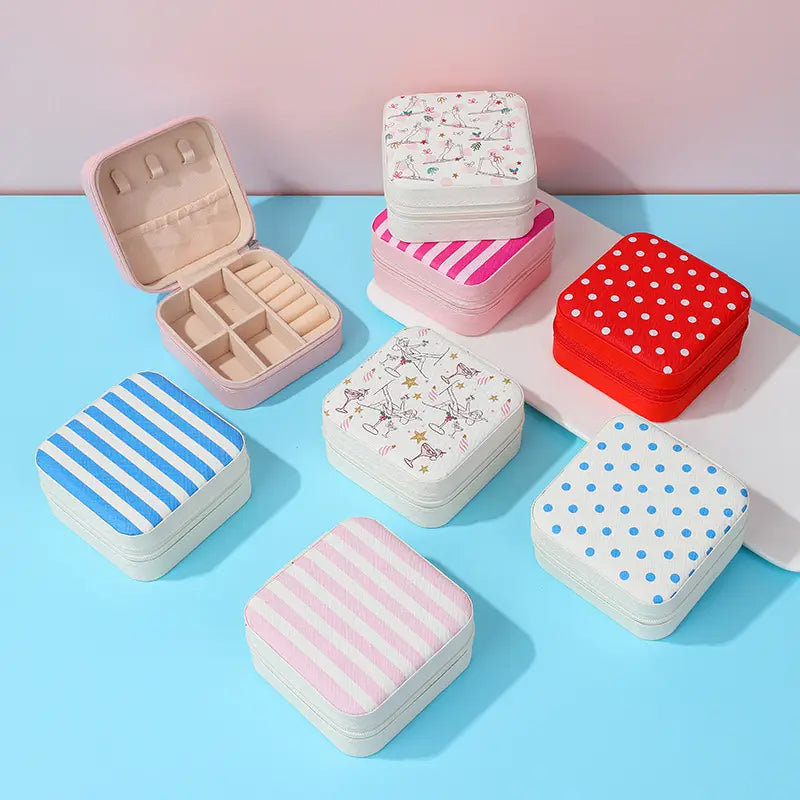 Jewelry Organizer Travel Box Case | Polka Dot Pink